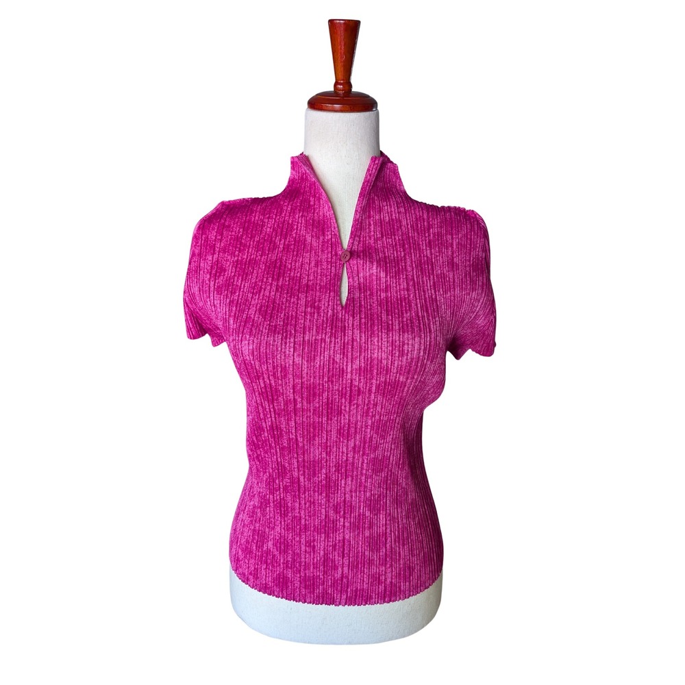Pleats Please Issey Miyake Pink Pleated Short Sleeve Top PP78-JK102 Size 3